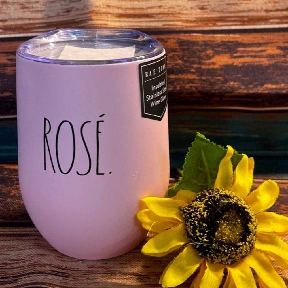 Rae Dunn ROSE' Insulated Pink Stainless Steel Wine Tumbler